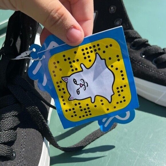 NWT Ripndip black and white lace up ankle high shoes w/ cat flipping off detail - Picture 4 of 12